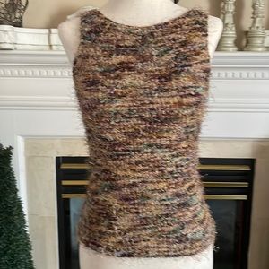 Sleeveless sweater top/lower bare back with leather tie